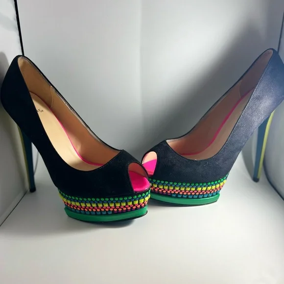 25. Scene by Shoe Dazzle Jaleen Suede & Neon colored platform heels - Picture 6 of 12